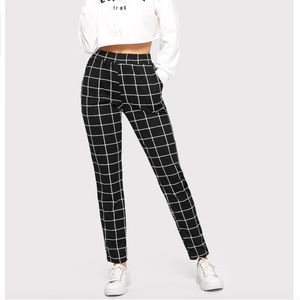 Black and white striped stretchy pants
